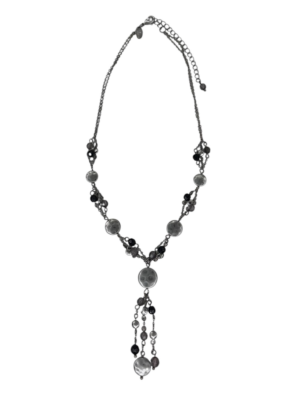 Lia Sophia Silver-Tone Y-Drop Necklace with Black Beads